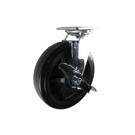 Mapp Caster 8"X2" Rubber on Nylon Wheel Swvl Caster W/ Top Lock Brake, 600 Lbs Cap 146RNB820SB
